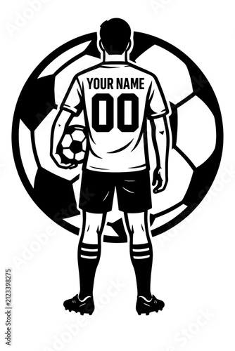 Custom Soccer Player Jersey Black and White Sports Vector Design