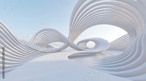Abstract parametric architecture design wave structure in white light with parametric architecture abstract structure geometric futuristic