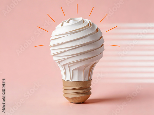 Paper light bulb with orange lines