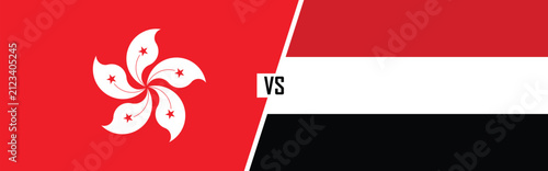 Canvas Print Yemen vs Hong Kong National Flags on Transparent Background  , Country Flag Comp