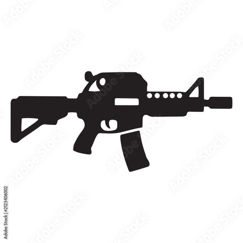Fotografía Tactical assault rifle weapon silhouette icon with tactical military security
