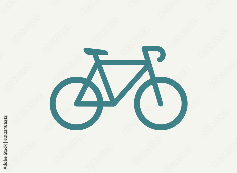 Obraz premium A stylized graphical representation of a bicycle, showcasing its frame, wheels, handlebars, and saddle, rendered in a flat, geometric aesthetic perfect for conveying themes of transportation