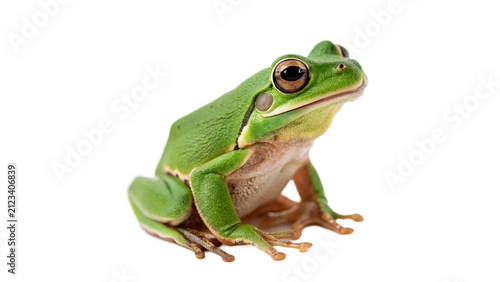 Foto Small green tree frog sitting calmly wildlife amphibian animal isolated on trans