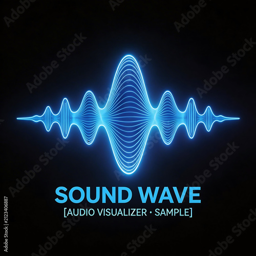Blue neon sound wave graphic