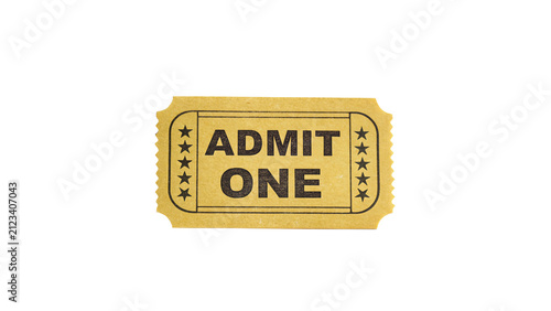Konstfotografi Vintage golden retro cinema admit one movie ticket stub isolated on transparent