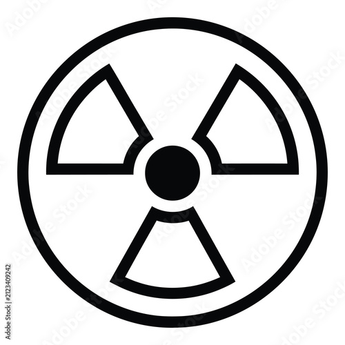 Bild auf Leinwand Black and white nuclear radiation warning symbol icon isolated on white backgrou