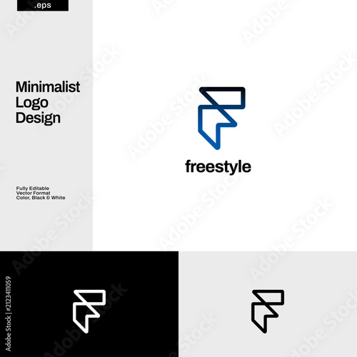 Simple Geometric Initial Letter F Logo Design Template