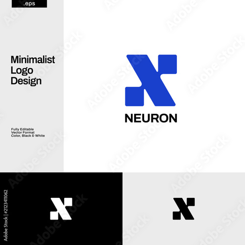 Simple Geometric Initial Letter N Logo Design Template
