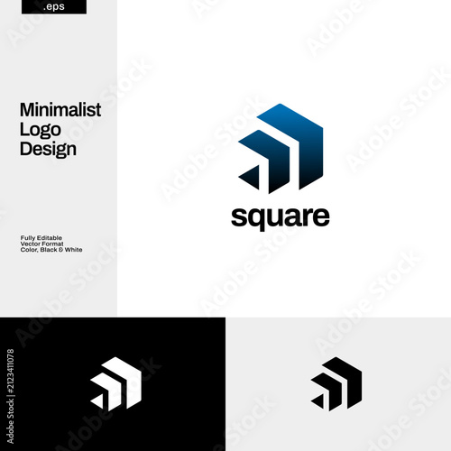 Abstract Geometry Square Arrow Logo Design Template