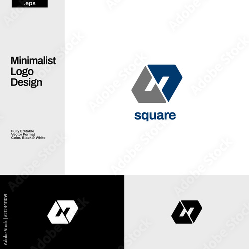 Abstract Simple Geometry Square Logo Design Template