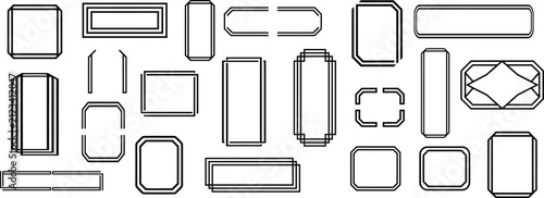 Set of simple line frames with double stroke. Vector borders and frames. Collection modern of vertical blank templates to decorate text.eps.