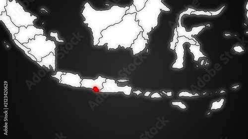 Yogyakarta Province Highlighted in Red on Indonesia Map Dark Background Animation