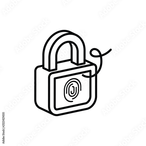 Biometric Lock icon with white background stock illustration