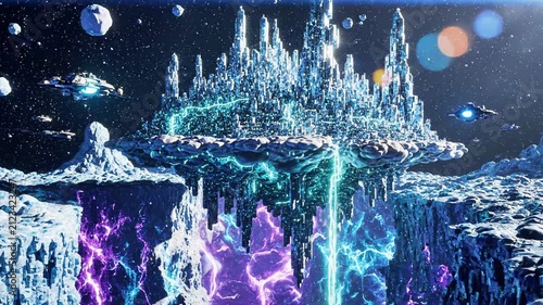 Futuristic swirling light portal inside metallic corridor.
