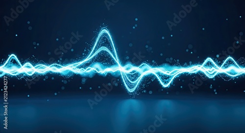 Abstract Blue Neon Sound Wave Energy Pulse.