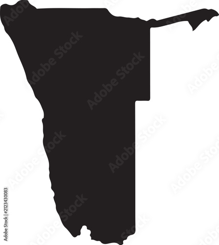 Black silhouette map of Namibia a simple vector outline for travel and geography concepts isolated on white background