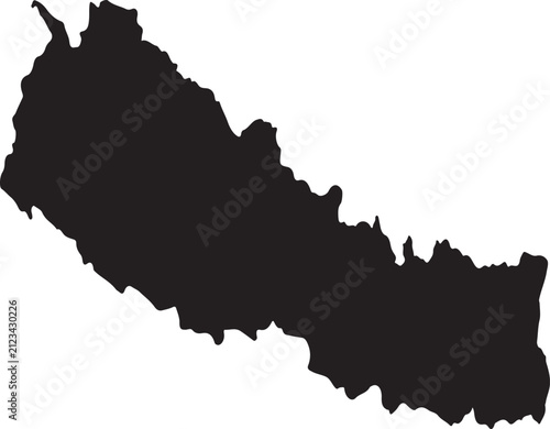 Black silhouette map of Nepal a simple vector graphic for travel and geography concepts isolated on a white background