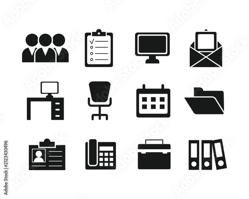 Minimal office and business management icon set, Isolated collection of office icon for web sites on white background.