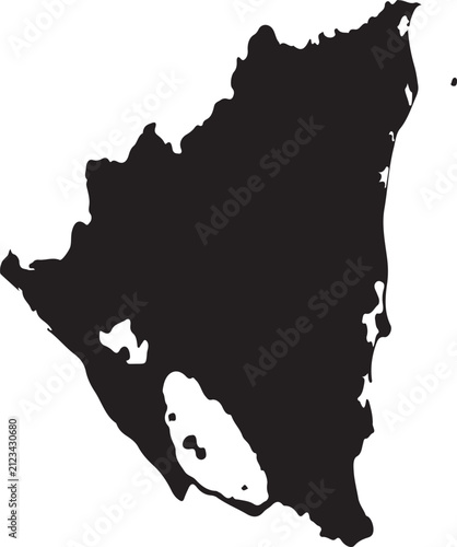 Black silhouette map of Nicaragua a simple vector graphic representing the countrys geography for travel or informational purposes isolated on a white background