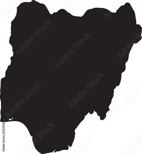 Black silhouette map of Nigeria a simple graphic representation for travel or country-related concepts isolated on a white background