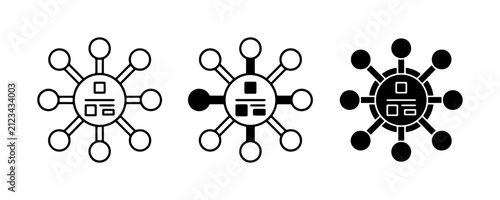 фотографія Multichannel marketing icon set, omnichannel distribution strategy symbols, digi