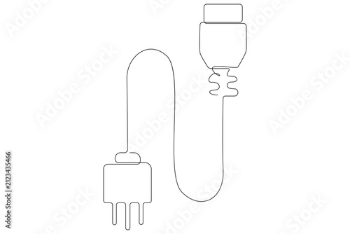 Quadro su tela One continuous line drawing of plug inserting into electric outlet power socket