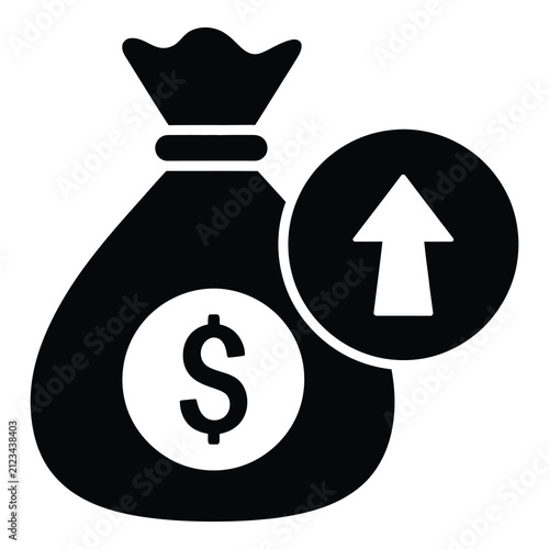 Money bag with dollar sign and upward arrow icon