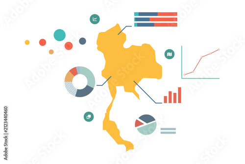 Thailand map with statistic data graphic