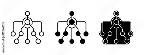 Quadro su tela Hierarchical network diagram icons, organizational structure flowcharts in vecto