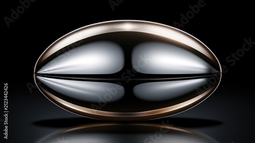Metallic liquid blob. Shiny chrome oval shape.