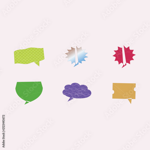 Set of colorful speech bubble icons with different styles and shapes isolated on transparent background, Vector, illustration