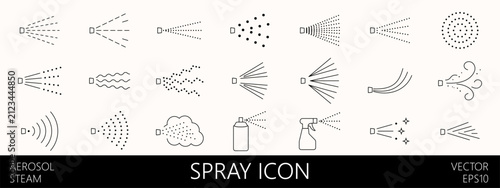 Bild auf Leinwand Mist water shower with icon spray nozzle and vector steam jet