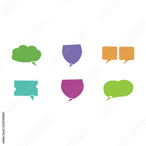 Set of colorful speech bubble icons in vector style isolated on transparent background, Vector, illustration