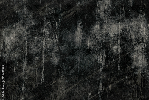 Rustic black scratched texture background with distressed surface design. 3D illustration