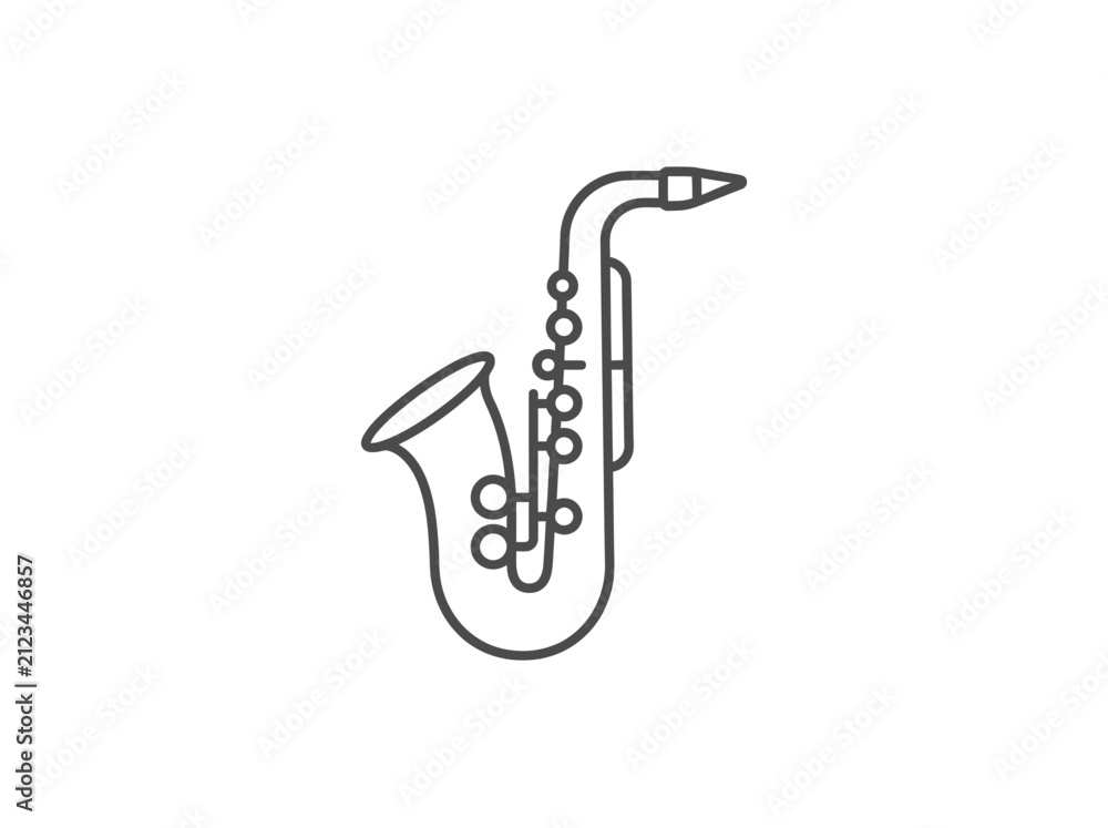 Naklejka premium Musical instrument saxophone outline icon vector