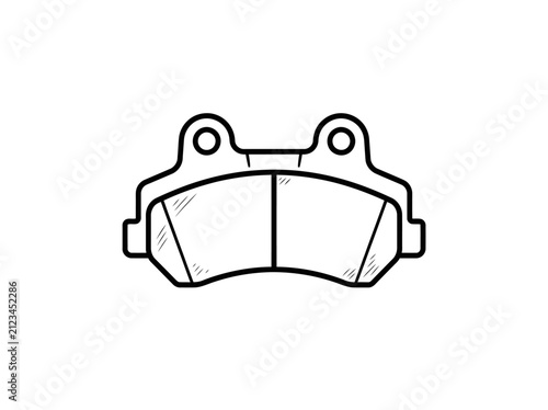 Automotive brake pad component isolated on white background simple icon graphic
