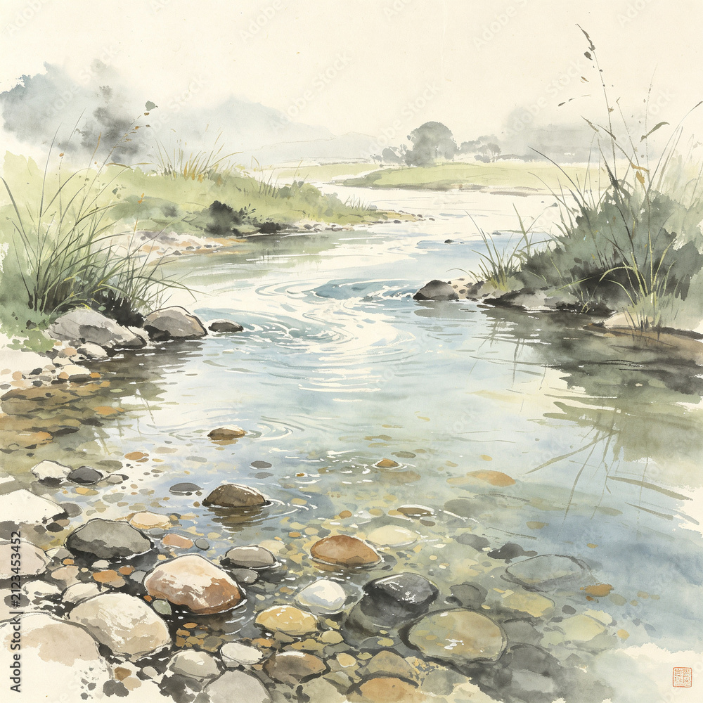 Naklejka premium the river in the mountains