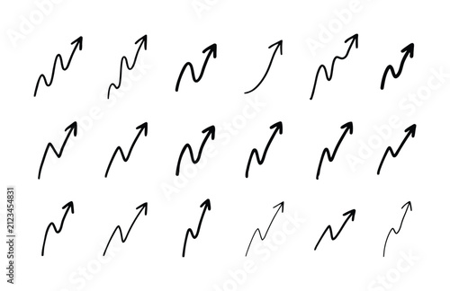 ビジネス向けの手描きの波状の上向き矢印のコレクション