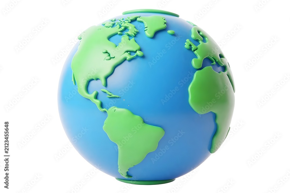 Naklejka premium Stylized 3d planet earth globe isolated on white background concept for environment and global connection.