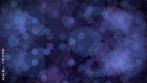 Abstract geometric technology background with blue and purple hexagons