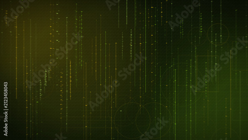 Futuristic Digital Data Flow Technology Background with Glowing Green Lines and Dots