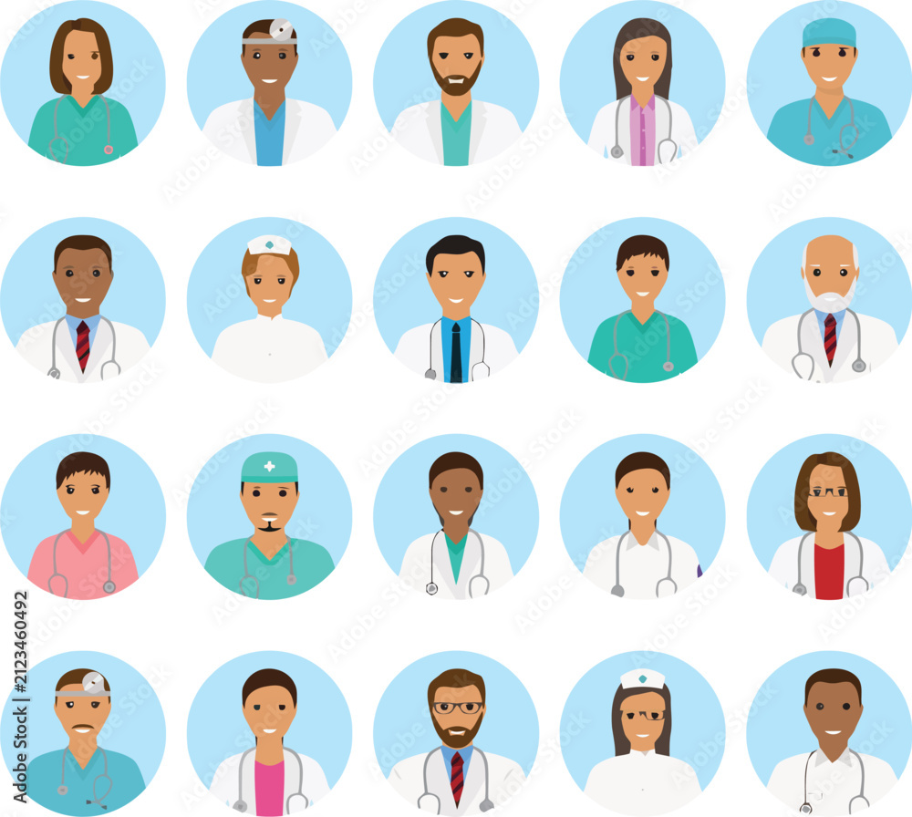 Fototapeta premium Contemporary Healthcare Avatar Set Minimal Medical Illustration