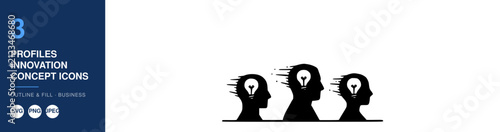 Profiles Concept Icons Set with Innovation and Growth Design Elements. Modern Minimalist Head Silhouettes for Business and Technology Illustration.