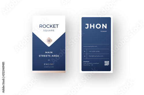 Premium Vertical Business Card Template with Large Name Typography – Clean Professional Layout – EPS CMYK