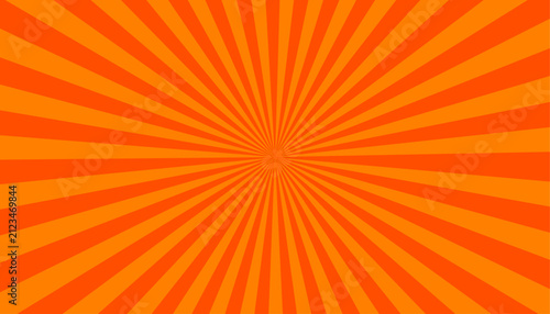 Fotografía Sunburst pattern radiates vibrant orange rays from a central point across the entire frame