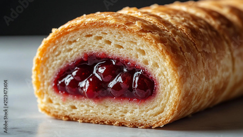 Fluffy Sponge Roll Filled with Sweet Berry Jam – Classic Homemade Dessert for Holiday Baking, Cake Shop or Cozy Family Moments