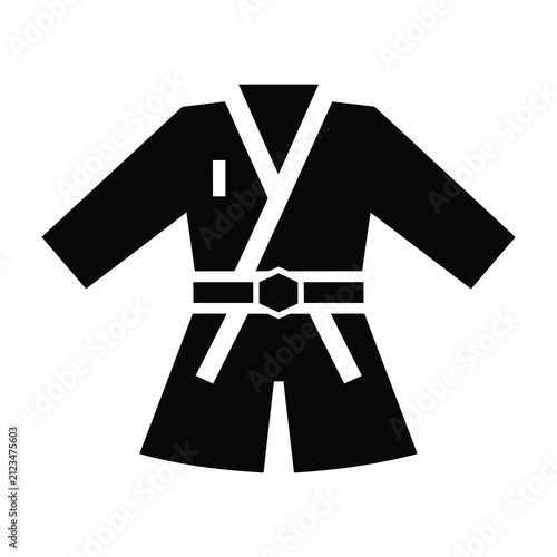 Martial Arts Uniform Icon Representing Karate Or Judo Gi With A Black Belt Symbol