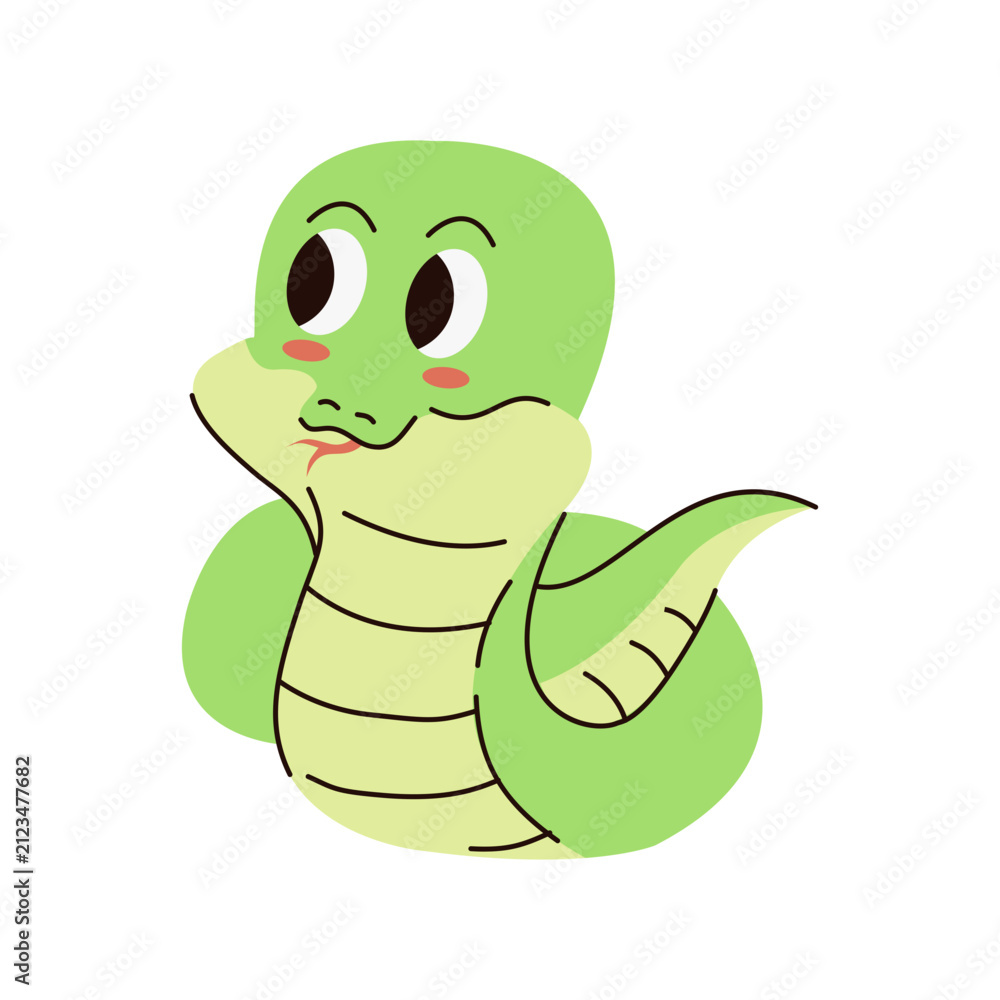 Fototapeta premium Cute Snake Illustration in Cartoon Style.