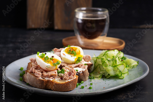 Balanced High Protein Meal with Tuna and Egg Sandwiches