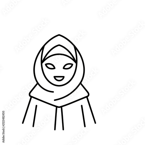 Woman wearing a hijab, line art
